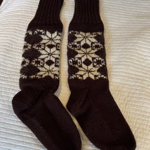 Brown Patterned Wool Socks - Picture 4 of 4